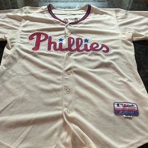 Philadelphia Phillies Majestic Cream jersey size 48 Cool Base GUC